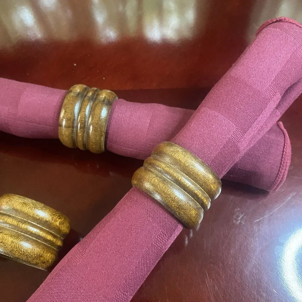 Wooden Napkin Rings Holders Set of 8